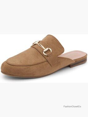Business Casual Slip On Loafers Closed Round Toe Backless Mule Flats with